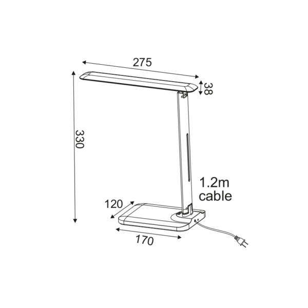 ΕΠΙΤΡΑΠΕΖΙΟ Φ/Σ LED 5W ΜΑΥΡΟ CCT 320LM+TOUCH SWITCH+WIRELESS/USB CHARGER  FUTUR2 - Image 3