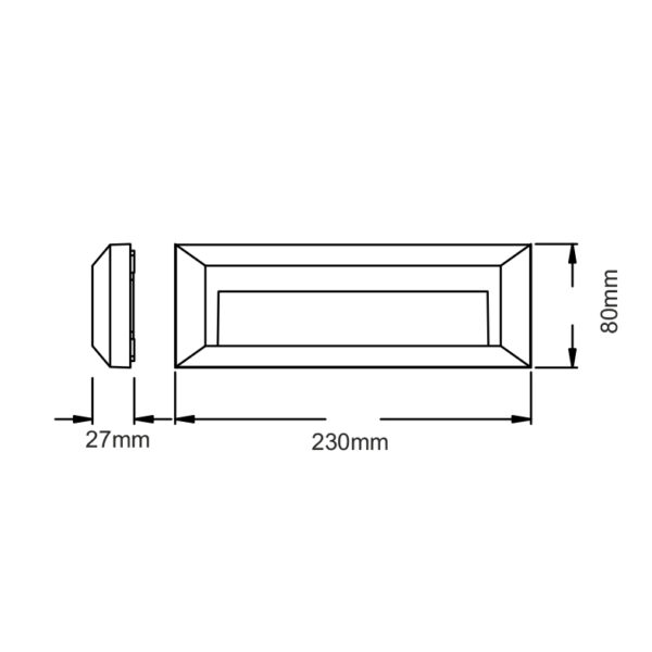 LED WALL RECTANGLE LUMINAIRE GREY 230V AC IP65 2W 3000K 100LM RA80 - Image 2