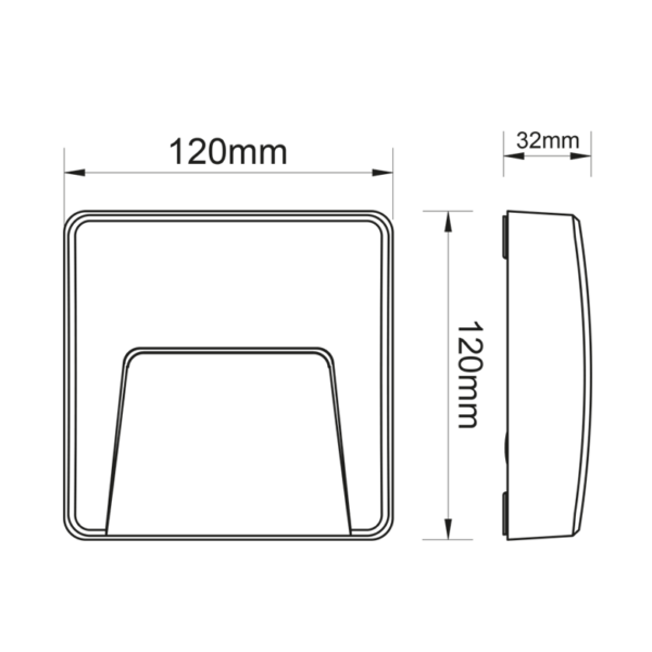 LED WALL SQUARE LUMINAIRE GREY 230V AC IP65 3W 3000K 200LM RA80 - Image 2