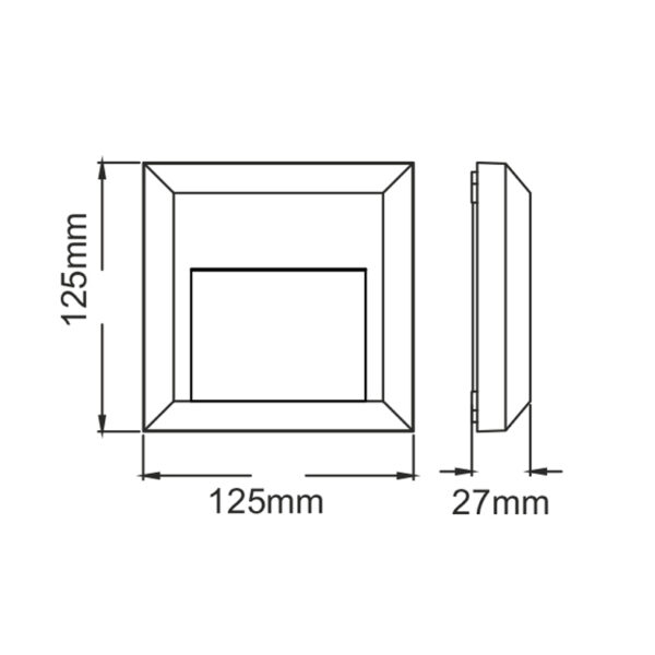 LED WALL SQUARE LUMINAIRE RUST 230V AC IP65 2W 3000K 100LM RA80 - Image 2