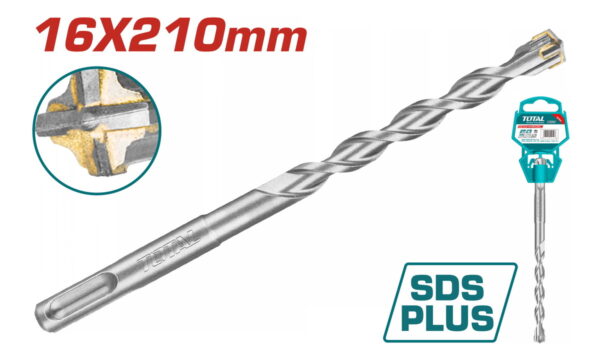TOTAL ΔΙΑΜΑΝΤΟΤΡΥΠΑΝΟ SDS-PLUS ΤΕΤΡΑΚΟΠΟ S4L 16 X 210mm (TAC311602C)