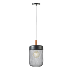 NETTO ΚΡΕΜΑΣΤΟ Φ/Σ 1ΧΕ27 ΜΑΥΡΟ ΜΕΤΑΛΛΙΚΟ+ΞΥΛΟ D20XH154CM PAROT