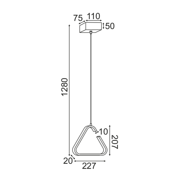 ^ΚΡΕΜΑΣΤΟ Φ/Σ LED 7W 3000K 725LM ΜΑΥΡΟ ΜΕΤΑΛΛΙΚΟ 23X11XH128CM EUCLID2 - Image 2