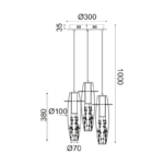 NETTO ΚΡΕΜΑΣΤΟ LED 3X3W 3000K ΓΥΑΛ+ΧΡΩΜ ΜΕΤΑΛ+ΚΡΥΣΤΑΛ Φ30ΧΗ100CM VANI - Image 2