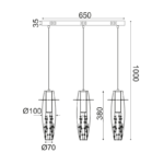 NETTO ΚΡΕΜΑΣΤΟ LED 3X3W 3000K ΓΥΑΛ+ΧΡΩΜ ΜΕΤΑΛ+ΚΡΥΣΤΑΛ 65Χ7ΧΗ100CM VANI - Image 2