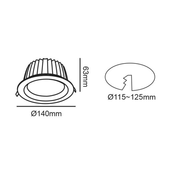 LED ΛΕΥΚΟ ΧΩΝΕΥΤΟ ΦΩΤΙΣΤΙΚΟ 20W 3000K 2500Lm 90° 230V AC Ra80 Φ140*63MM 5YRS - Image 2