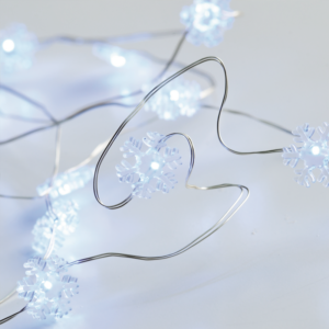 "SNOWFLAKE" Σχέδιο 20 LED ΛΑΜΠΑΚ ΣΕΙΡΑ ΨΥΧΡΟ ΛΕΥΚΟ ΑΣΗΜΙ ΚΑΛΩΔ ΧΑΛΚΟΥ & ΜΠΑΤΑΡ 2xAA IP20 2m+10cm