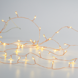 50 CLUSTER LED ΛΑΜΠΑΚ ΣΕΙΡΑ ΘΕΡΜΟ ΛΕΥΚΟ ΧΑΛΚΙΝΟ ΚΑΛΩΔ ΧΑΛΚΟΥ & ΜΠΑΤΑΡ 3xAA IP20 2.5m+30cm 3W