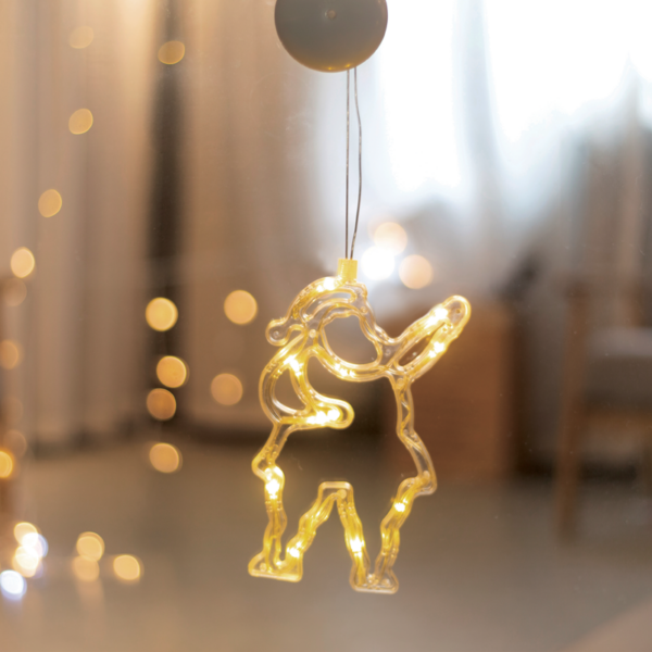 "WINDOW PLASTIC SANTA" 10 LED ΛΑΜΠΑΚΙΑ  WW ΜΠΑΤ. (3ΧΑΑΑ) IP20 13X20.5CM