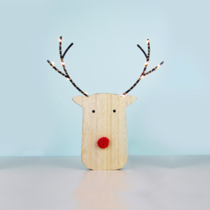 ^ "WOODEN REINDER HEAD" 10 ΜΙΝΙ LED WW Λ/ΚΙΑ ΜΠ/ΡΙΕΣ (2ΑΑ) IP20 17X3X18CM