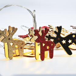 ^ "WOODEN DEER RED-BLACK-GOLD-SILVER" 10LED ΛΑΜΠΑΚ ΣΕΙΡ ΜΠΑΤ(3xAA)WW