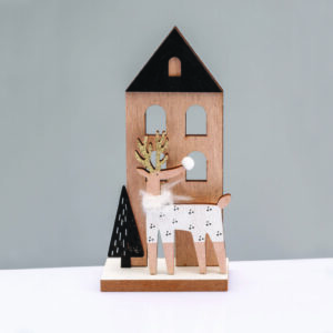 ^WOODEN DEER WITH TREE & DEER ΔΙΑΚΟΣΜΗΤΙΚΟ ΜΟΤΙΦ 19x5x9cm^