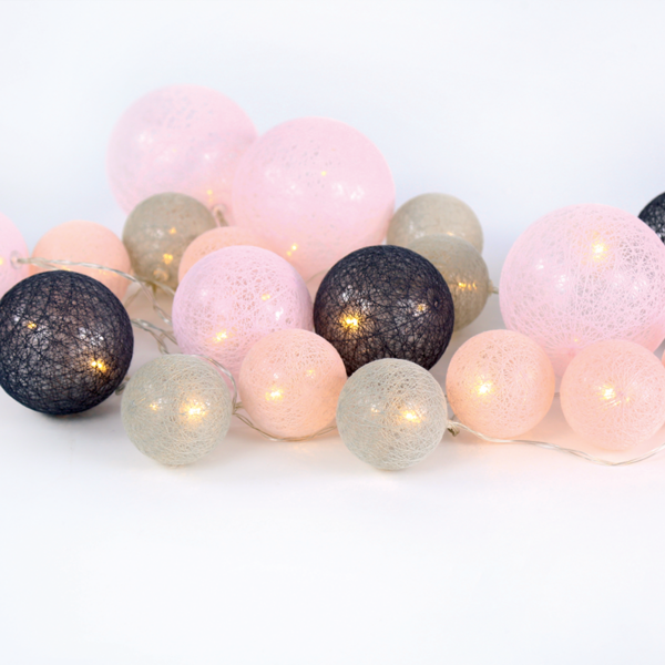 ^ “WOVEN BALL FAIRY LIGHTS” POZ - ΓΚΡΙ ΜΠΑΛΑ 20 LED ΛΑΜΠΑΚ ΣΕΙΡΑ ΜΠΑΤΑΡ(3xΑΑ) ΘΕΡΜΟ ΛΕΥΚΟ IP20