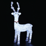 ACRYLIC STANDING REINDEER WITH RIBBON 200 LED ΛΕΥΚΑ IP44 52*36*100cm  30cm ΚΑΛ.