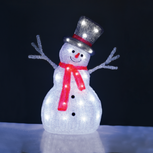 ^ACRYLIC STANDING SNOWMAN 40 LED ΨΥΧΡΟ ΛΕΥΚΟ 31*22*45cm IP44 5m ΚΑΛ^