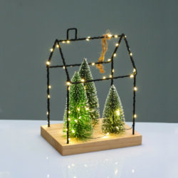 METAL HOUSE WITH TREES ΔΙΑΚΟΣΜ ΚΡΕΜΑΣΤΟ 55 LED ΛΑΜΠ ΘΕΡΜΑ ΜΠΑΤ 3ΧΑΑΑ (ΔΕΝ ΣΥΜΠ) IP20  16.5*12*22cm