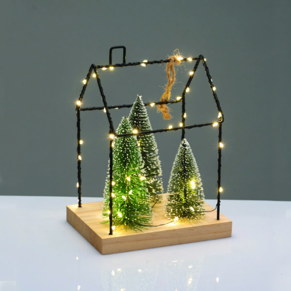 METAL HOUSE WITH TREES ΔΙΑΚΟΣΜ ΚΡΕΜΑΣΤΟ 55 LED ΛΑΜΠ ΘΕΡΜΑ ΜΠΑΤ 3ΧΑΑΑ (ΔΕΝ ΣΥΜΠ) IP20  16.5*12*22cm