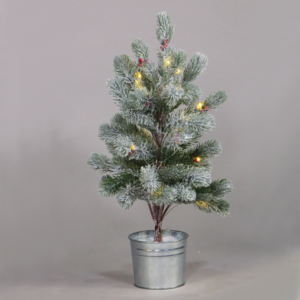 ^ “SNOW PINE TREE WITH RED CHERRY AND POT” 28 WW LED ΛΑΜΠΑΚ. IP20 3xAA ΥΨΟΣ 55cm Ø12