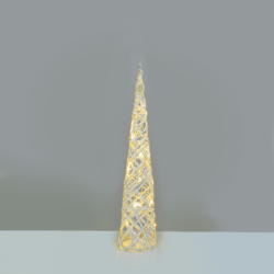 ^ "WHITE & SILVER CONE TREE" 20 MINI WW LED ΛΑΜΠ. ΜΠΑΤ. 3ΧΑΑ