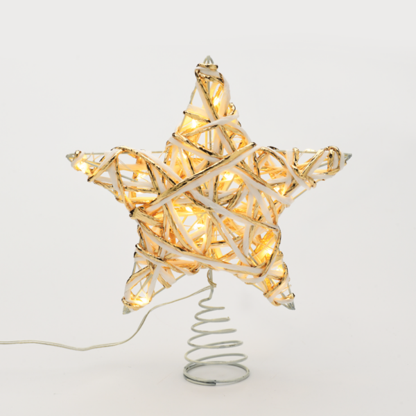 ^ "WHITE & GOLD CONVEX STAR" 20 MINI WW LED ΛΑΜΠ. ΜΠΑΤ. 3ΧΑΑ