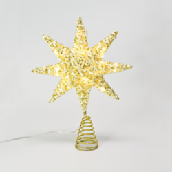 ^ "GOLD TINSEL THREAD STAR 1" 20 MINI WW LED ΛΑΜΠ. ΜΠΑΤ. 3ΧΑΑ