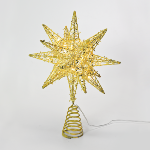 ^ "GOLD TINSEL THREAD STAR 2" 20 MINI WW LED ΛΑΜΠ. ΜΠΑΤ. 3ΧΑΑ