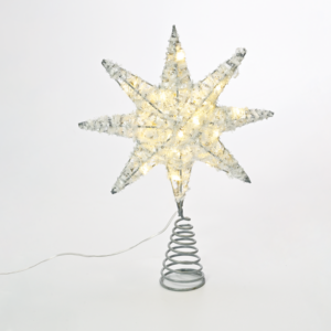 ^ "SILVER TINSEL THREAD STAR 1" 20 MINI WW LED ΛΑΜΠ. ΜΠΑΤ. 3ΧΑΑ