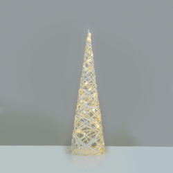^ "WHITE & SILVER CONE TREE" 30 MINI WW LED ΛΑΜΠ. ΜΠΑΤ. 3ΧΑΑ