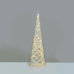 ^ "WHITE & SILVER CONE TREE" 30 MINI WW LED ΛΑΜΠ. ΜΠΑΤ. 3ΧΑΑ
