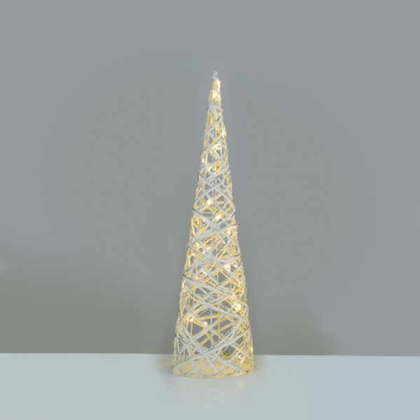 ^ "WHITE & SILVER CONE TREE" 30 MINI WW LED ΛΑΜΠ. ΜΠΑΤ. 3ΧΑΑ