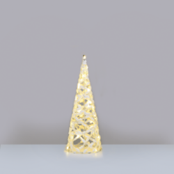 ^ "WHITE COTTON THREAD CONE TREE" 30 MINI WW LED ΛΑΜΠ. ΜΠΑΤ. 3ΧΑΑ