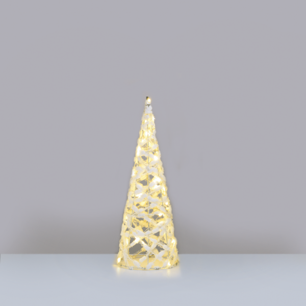 ^ "WHITE COTTON THREAD CONE TREE" 30 MINI WW LED ΛΑΜΠ. ΜΠΑΤ. 3ΧΑΑ