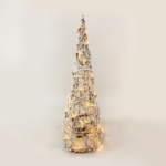 ^ "RATTAN CONE TREE WITH SNOW" 40 MINI WW LED ΛΑΜΠ. ΜΠΑΤ. 3ΧΑΑ