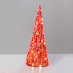 ^ "RED TINSEL CONE TREE" 40 MINI WW LED ΛΑΜΠ. ΜΠΑΤ. 3ΧΑΑ