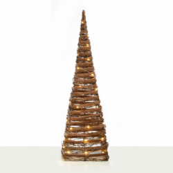 "NATURAL RATTAN CONE TREE" 50 MINI WW LED ΛΑΜΠ. ΜΠΑΤ. 3ΧΑΑ