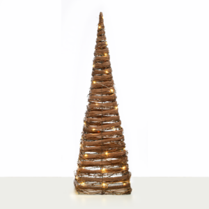 "NATURAL RATTAN CONE TREE" 50 MINI WW LED ΛΑΜΠ. ΜΠΑΤ. 3ΧΑΑ