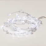 "PEARL" Σχέδιο 20 LED ΛΑΜΠΑΚ ΣΕΙΡΑ ΨΥΧΡΟ ΛΕΥΚΟ ΑΣΗΜΙ ΚΑΛΩΔ ΧΑΛΚΟΥ & ΜΠΑΤΑΡ 2xAA IP20 2m+10cm 1.2W
