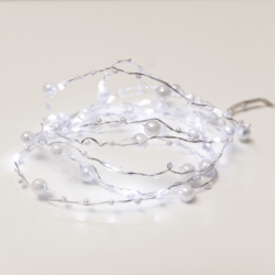 "PEARL" Σχέδιο 20 LED ΛΑΜΠΑΚ ΣΕΙΡΑ ΨΥΧΡΟ ΛΕΥΚΟ ΑΣΗΜΙ ΚΑΛΩΔ ΧΑΛΚΟΥ & ΜΠΑΤΑΡ 2xAA IP20 2m+10cm 1.2W