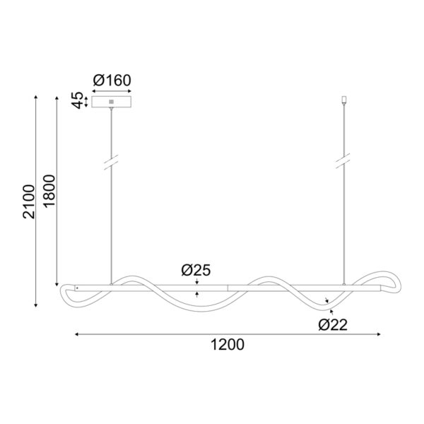 ΚΡΕΜΑΣΤΟ Φ/Σ LED 36W 3000K 2000LM KYMA ΜΑΥΡΟ ΜΕΤ/ΚΟ IP20 120Χ6XΗ215CM - Image 2