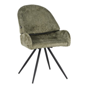 Καρέκλα περιστρεφόμενη Morea pakoworld μπουκλέ ύφασμα σε λαδί απόχρωση με μαύρα μεταλλικά πόδια 55x63.5x89.5εκ