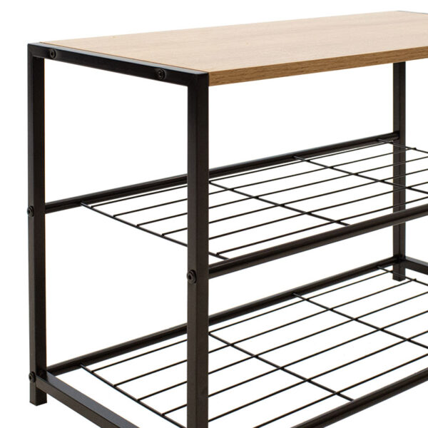 Παπουτσοθήκη Ramon pakoworld 6 ζευγών φυσικό-μαύρο 63x30x43εκ - Image 3