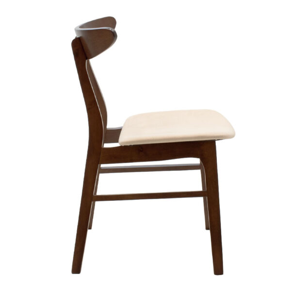 Καρέκλα Orlean pakoworld μπεζ ύφασμα-rubberwood καρυδί πόδι - Image 3