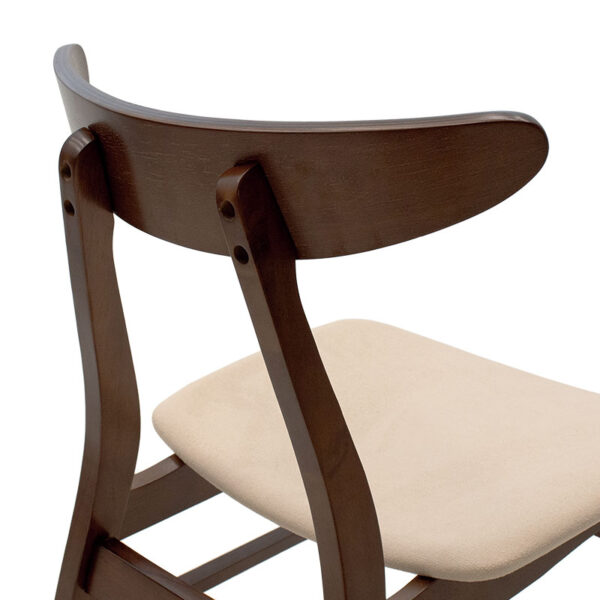 Καρέκλα Orlean pakoworld μπεζ ύφασμα-rubberwood καρυδί πόδι - Image 5