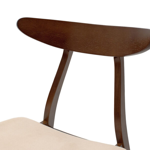 Καρέκλα Orlean pakoworld μπεζ ύφασμα-rubberwood καρυδί πόδι - Image 6