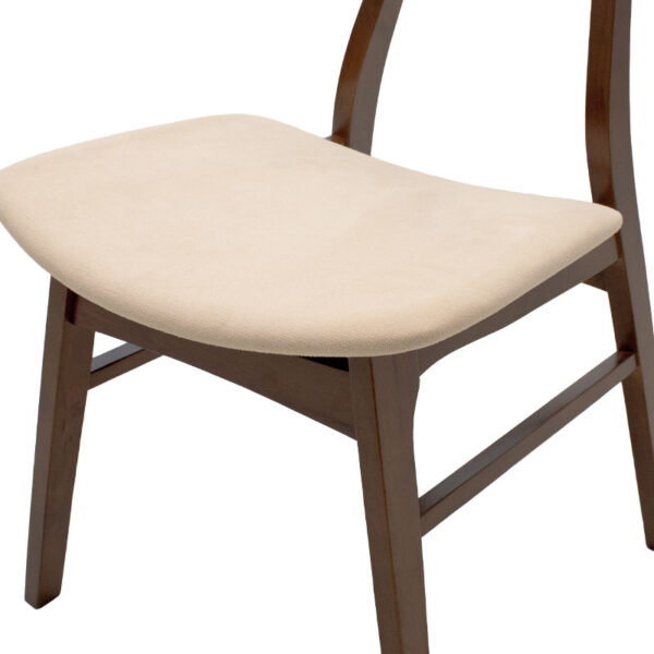 Καρέκλα Orlean pakoworld μπεζ ύφασμα-rubberwood καρυδί πόδι - Image 7