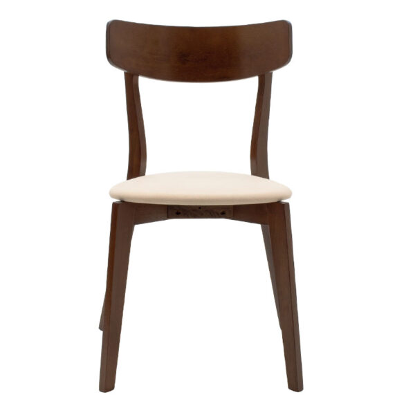 Καρέκλα Toto pakoworld μπεζ ύφασμα-rubberwood καρυδί πόδι - Image 4