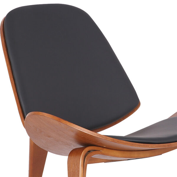 Πολυθρόνα Vilma pakoworld PU μαύρο- plywood καρυδί 90x73x75εκ - Image 11
