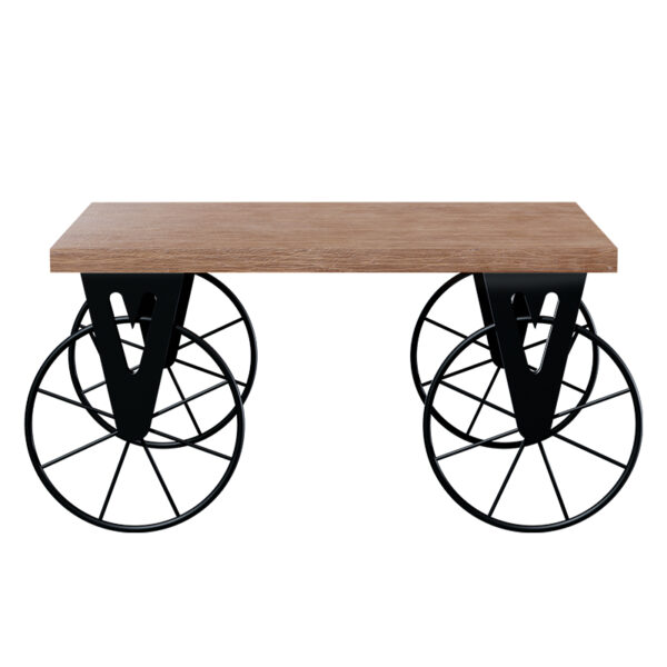 Τραπέζι σαλονιού Bike pakoworld χρώμα μαύρο-καρυδί 85x55x41εκ - Image 3