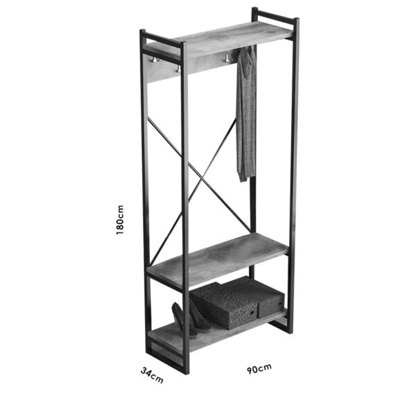 Έπιπλο εισόδου Baker pakoworld καρυδί-μαύρο 90x34x180εκ - Image 3