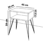 Κομοδίνο Naida pakoworld μαύρο μαρμάρου μελαμίνης 45x30x59εκ - Image 4